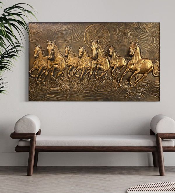 Golden seven horses painting